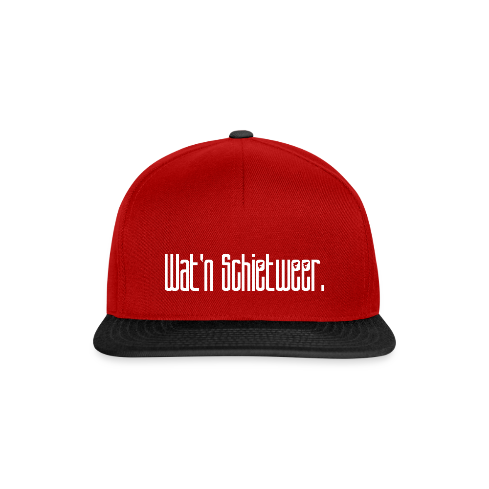 Snapback Cap - wat'n Schietweer (weiss) - Rot/Schwarz