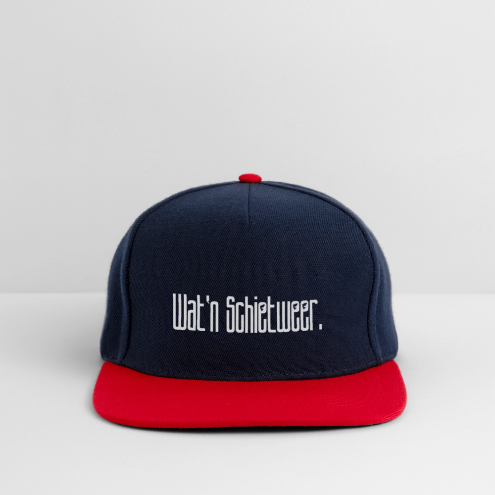 Snapback Cap - wat'n Schietweer (weiss) - Navy/Rot