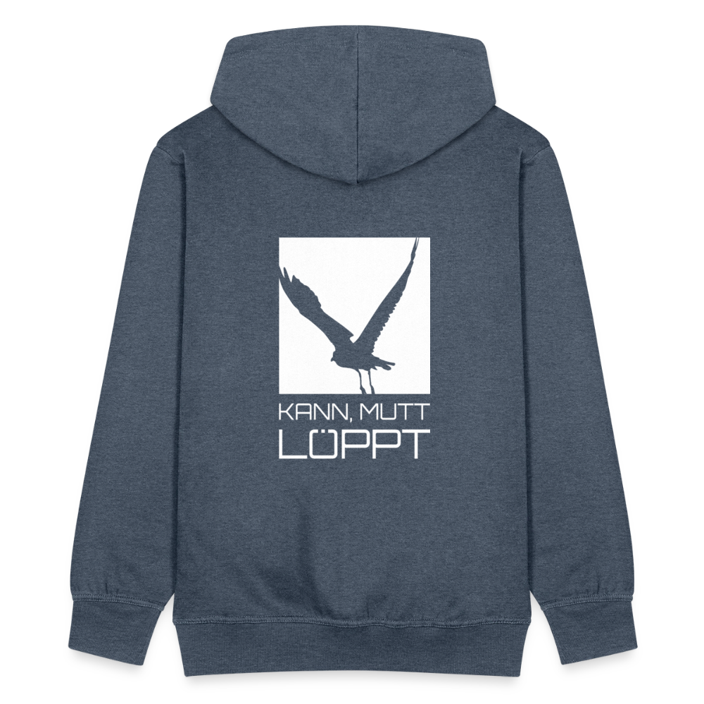 Herren Premium Kapuzenjacke - kann, mutt, löppt - Jeansblau