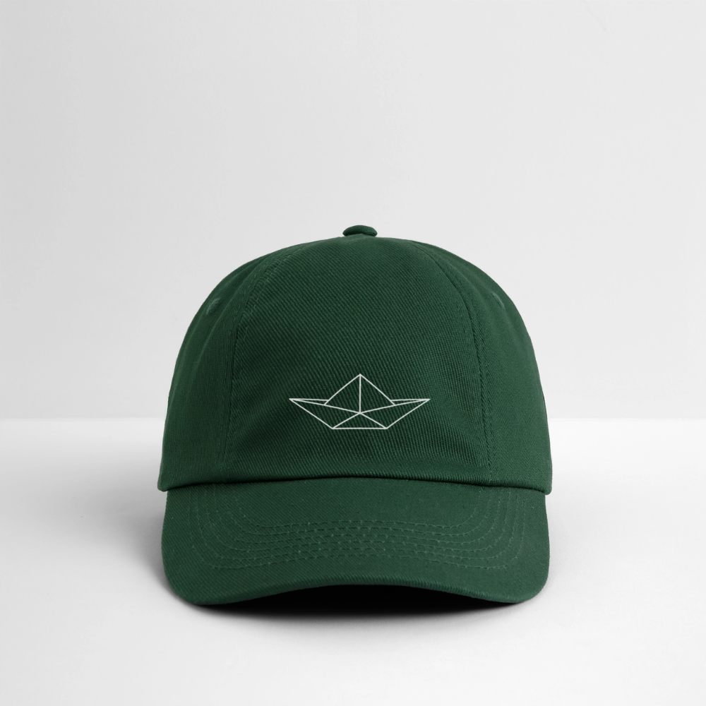 Baseballkappe - Origami Boot (weiss) - Flaschengrün