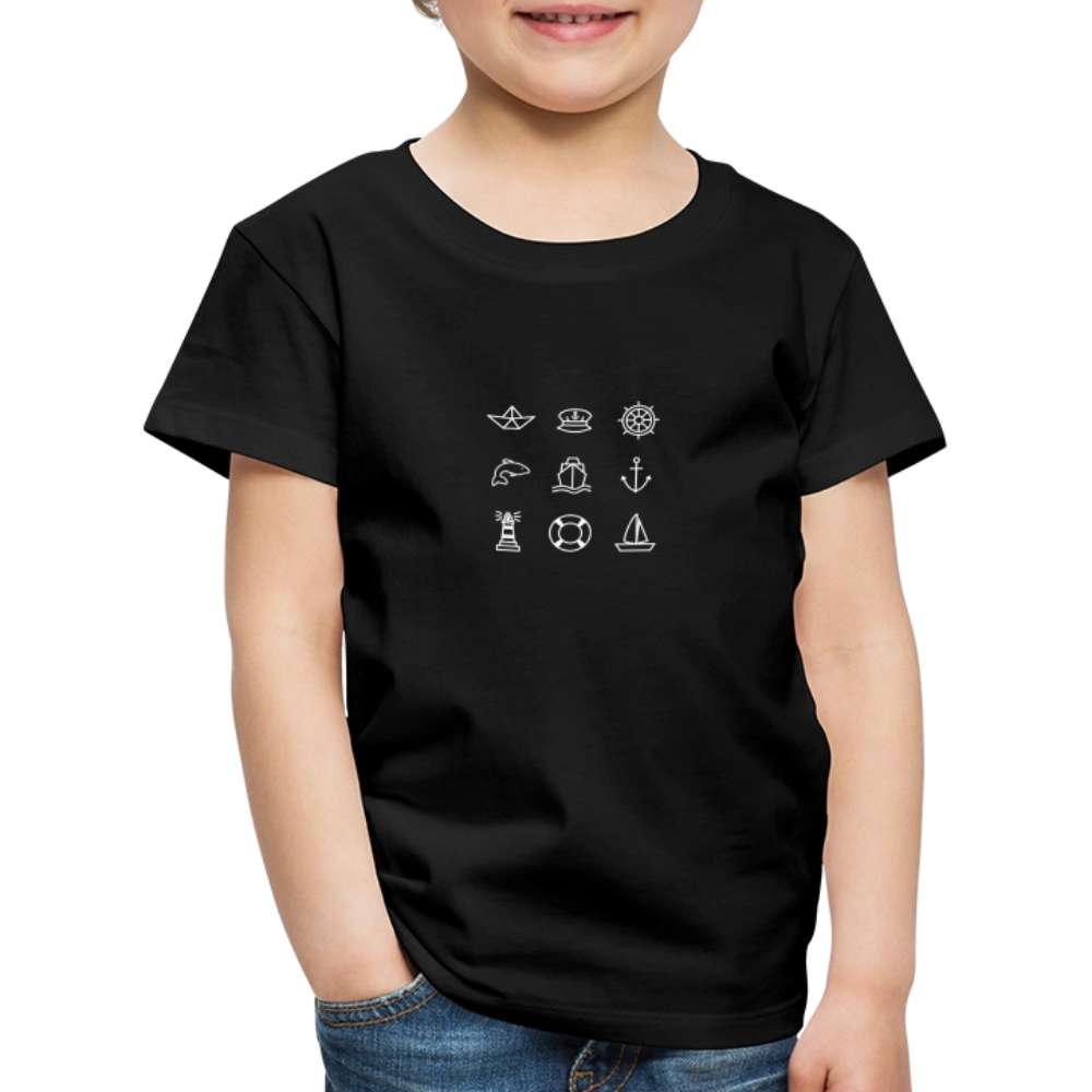 Kinder Premium T-Shirt - Nautik Doodles (weiss) - Schwarz
