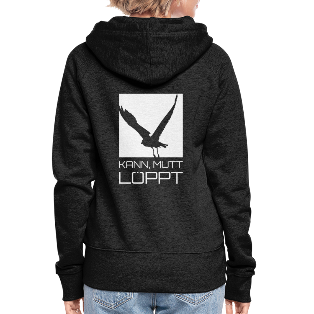 Frauen Premium Kapuzenjacke - kann, mutt, löppt - Anthrazit