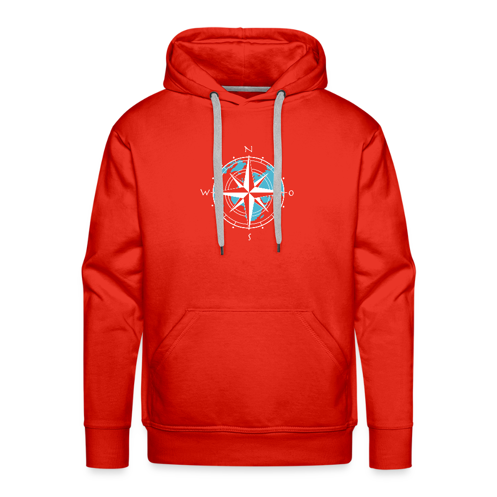 Herren Premium Hoodie - Kompass (weiss) - Rot