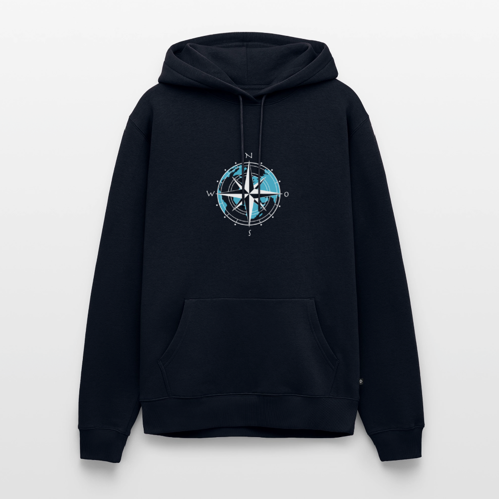 Herren Premium Hoodie - Kompass (weiss) - Navy