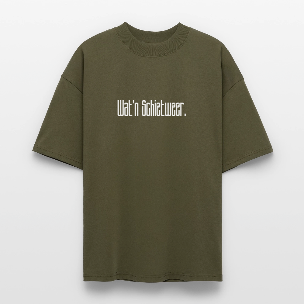 Unisex Oversize Bio-T-Shirt - wat'n Schietweer (weiss) - Khaki