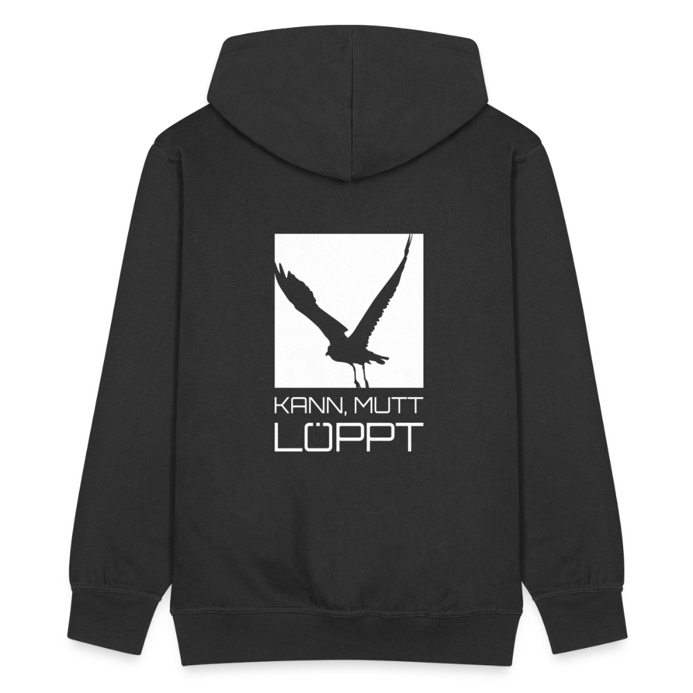 Herren Premium Kapuzenjacke - kann, mutt, löppt - Schwarz