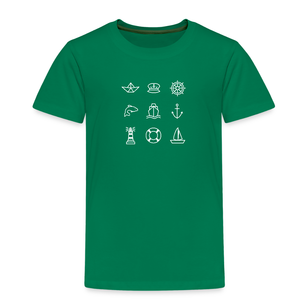 Kinder Premium T-Shirt - Nautik Doodles (weiss) - Kelly Green