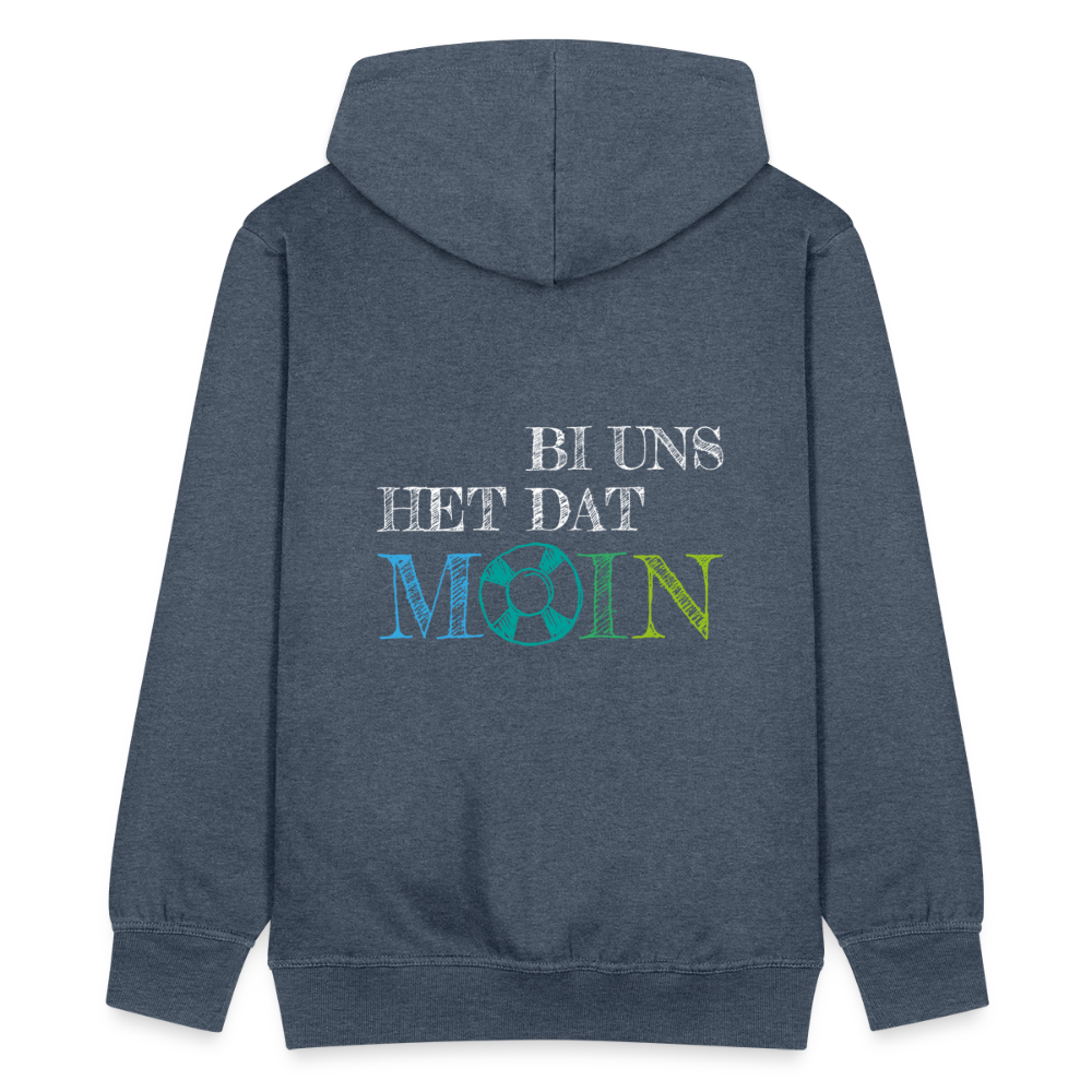 Herren Premium Kapuzenjacke - Bi uns het dat Moin (weiss) - Jeansblau