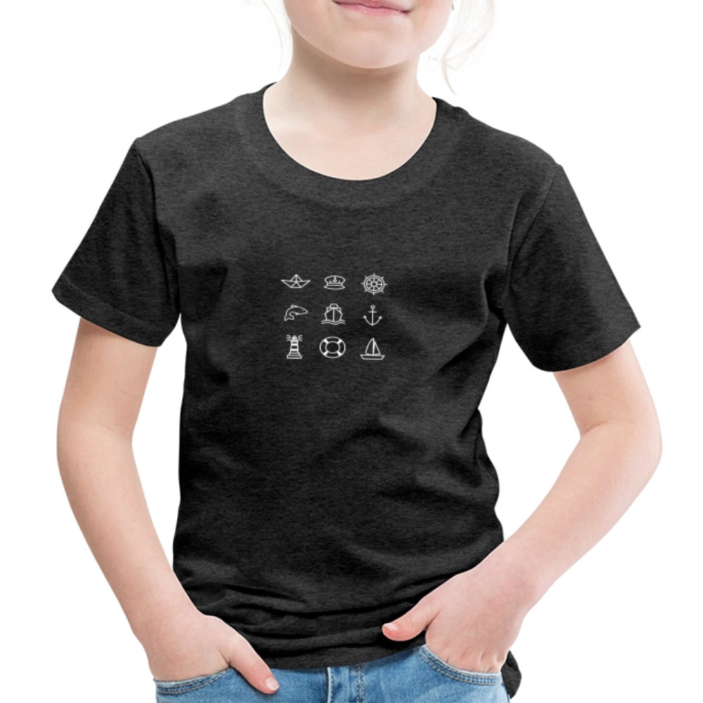 Kinder Premium T-Shirt - Nautik Doodles (weiss) - Anthrazit