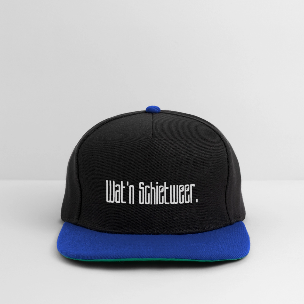 Snapback Cap - wat'n Schietweer (weiss) - Schwarz/Königsblau