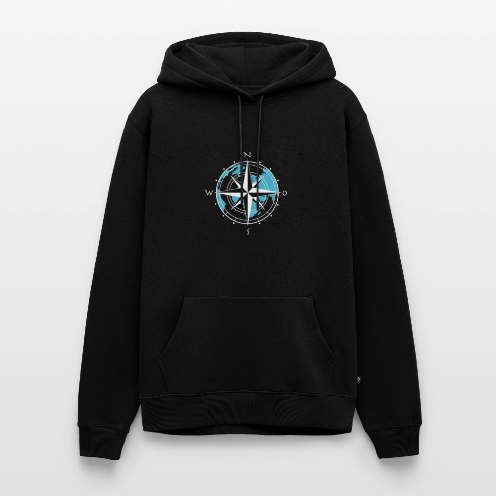 Herren Premium Hoodie - Kompass (weiss) - Schwarz