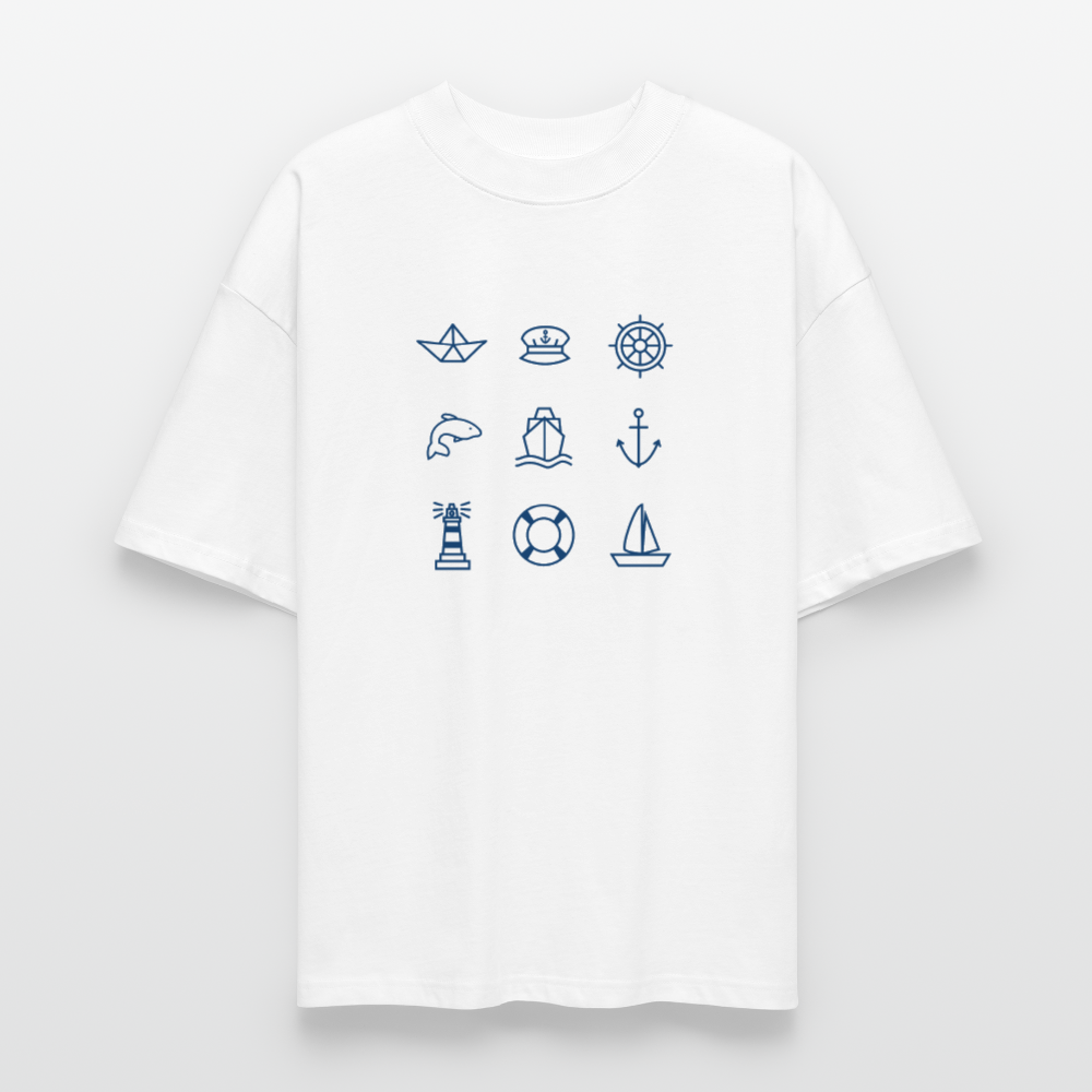 Unisex Oversize Bio-T-Shirt - Nautik Doodles - Weiß