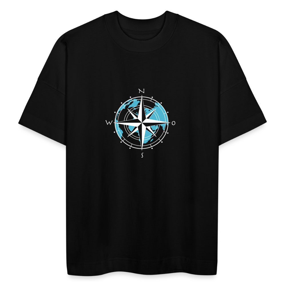 Unisex Oversize Bio-T-Shirt - Kompass (weiss) - Schwarz