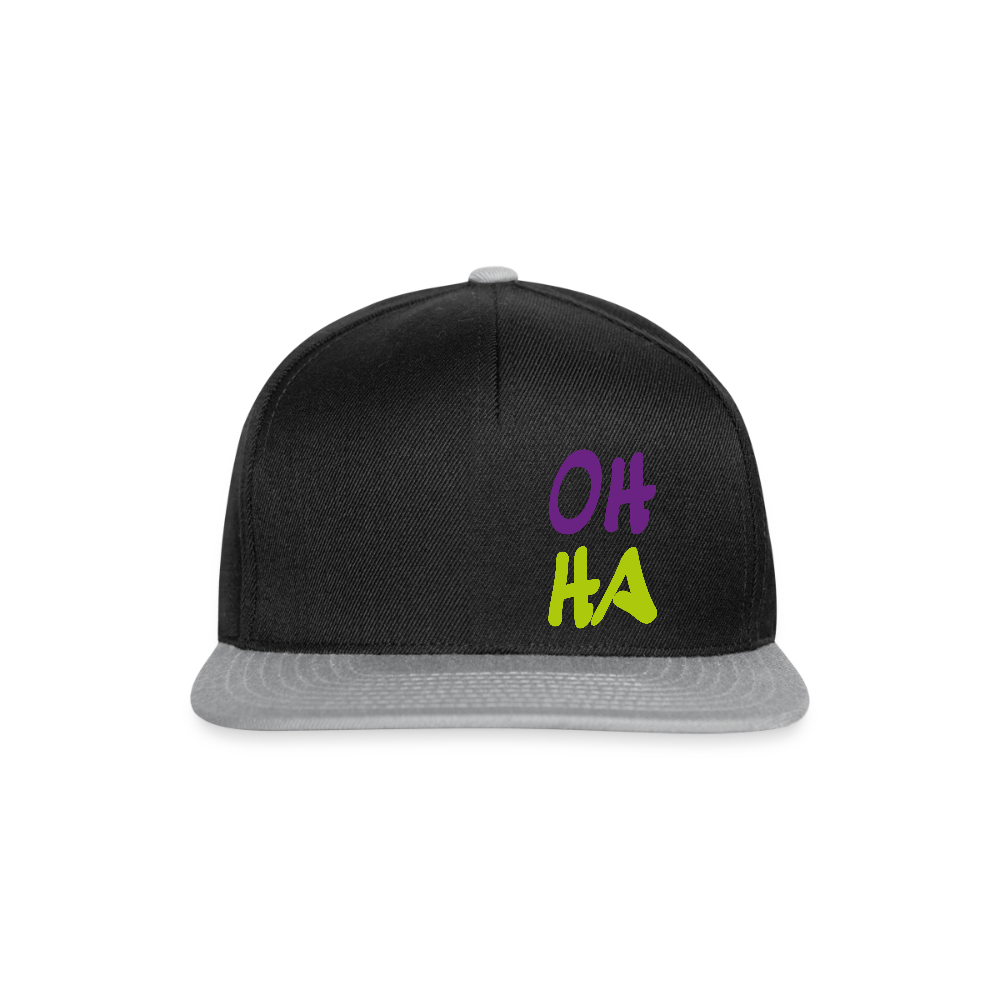 Snapback Cap - Oh ha - Schwarz/Grau