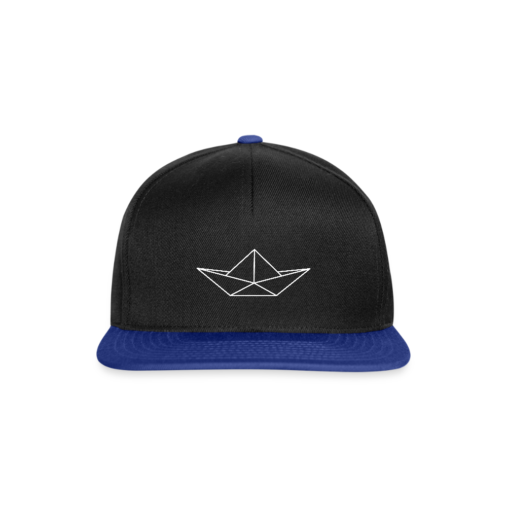Snapback Cap - Origami Boot (weiss) - Schwarz/Königsblau