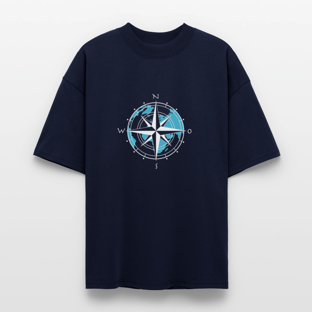 Unisex Oversize Bio-T-Shirt - Kompass (weiss) - Navy