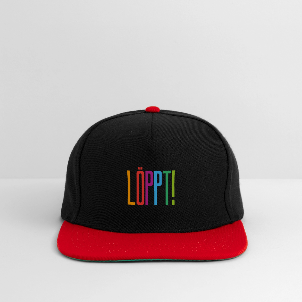 Snapback Cap - Löppt! - Schwarz/Rot