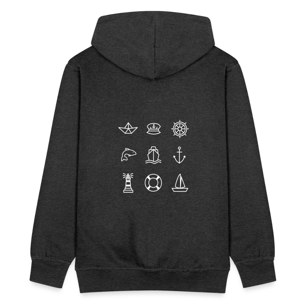 Herren Premium Kapuzenjacke - Nautik Doodles (weiss) - Anthrazit