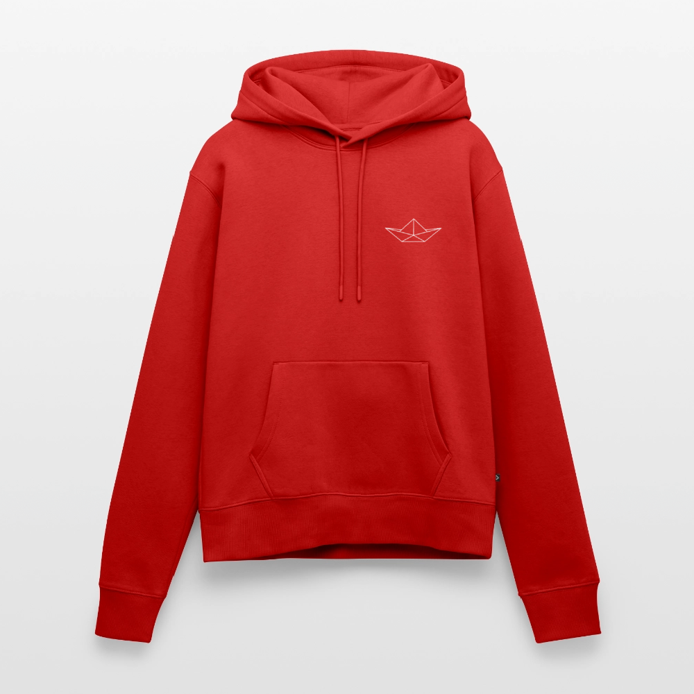 Damen Premium Hoodie - Origami Boot (weiss) - Rot