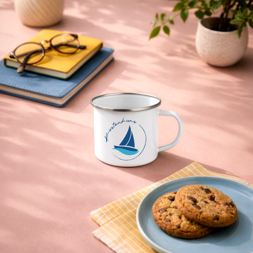Küstenkurs - Emaille-Tasse - Weiß