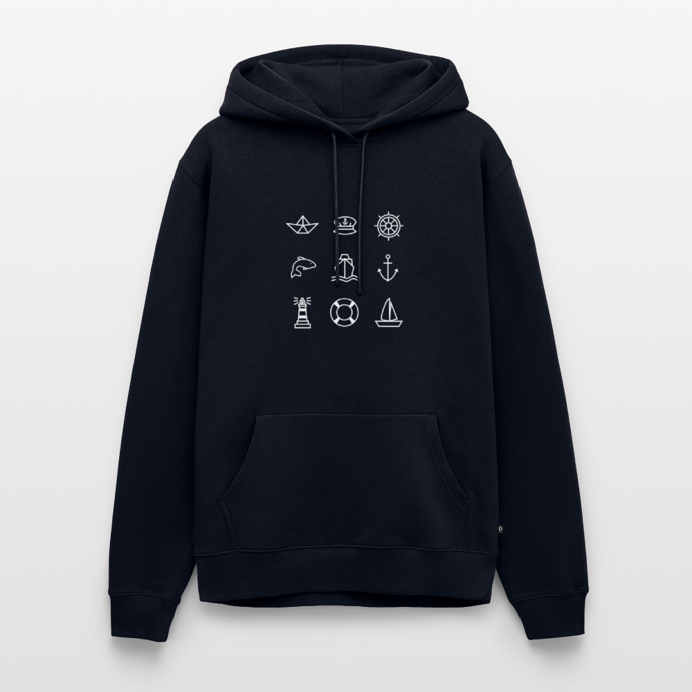 Herren Premium Hoodie - Nautik Doodles (weiss) - Navy