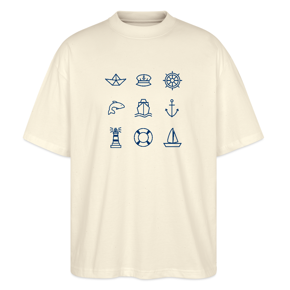 Unisex Oversize Bio-T-Shirt - Nautik Doodles - Weißgrau