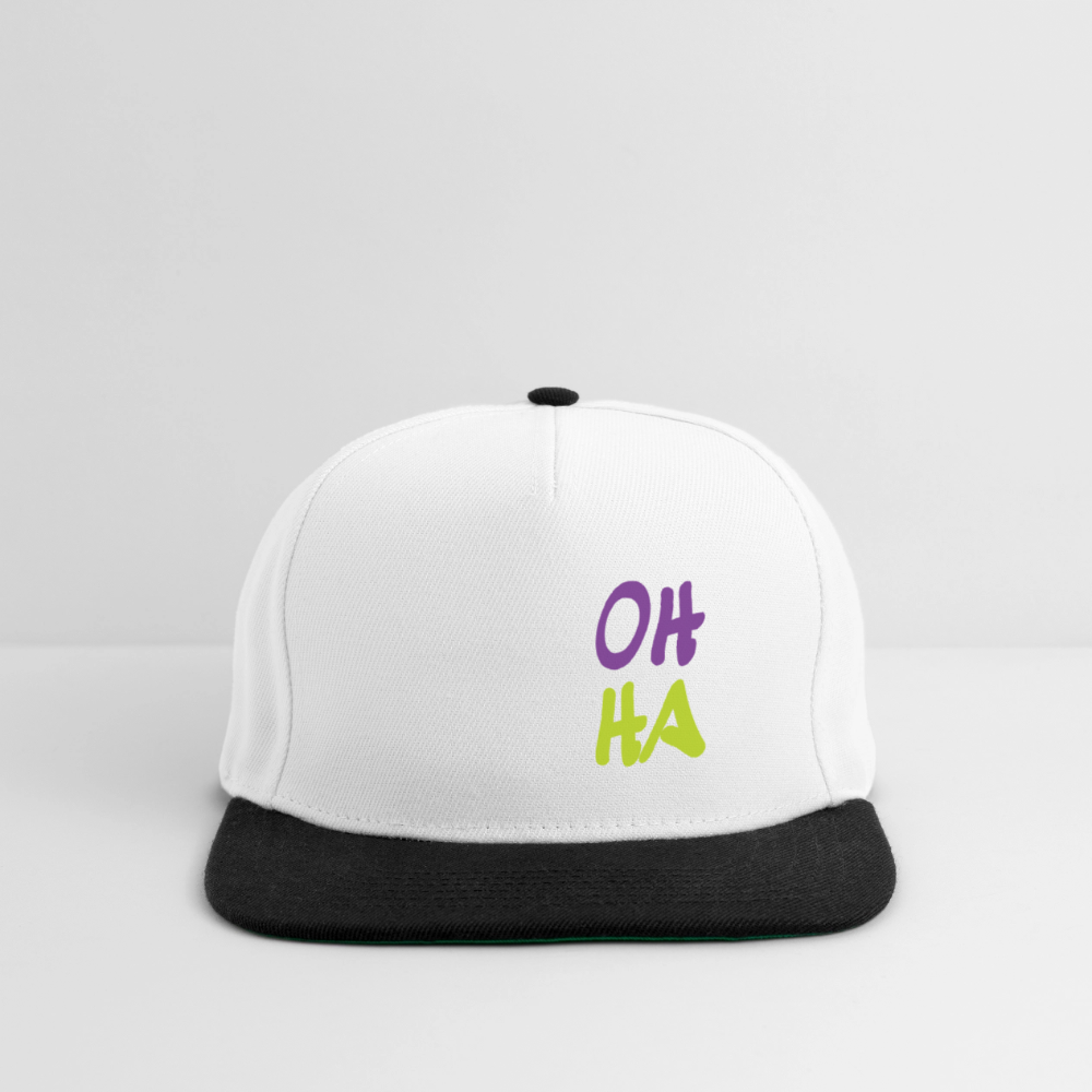 Snapback Cap - Oh ha - Weiß/Schwarz