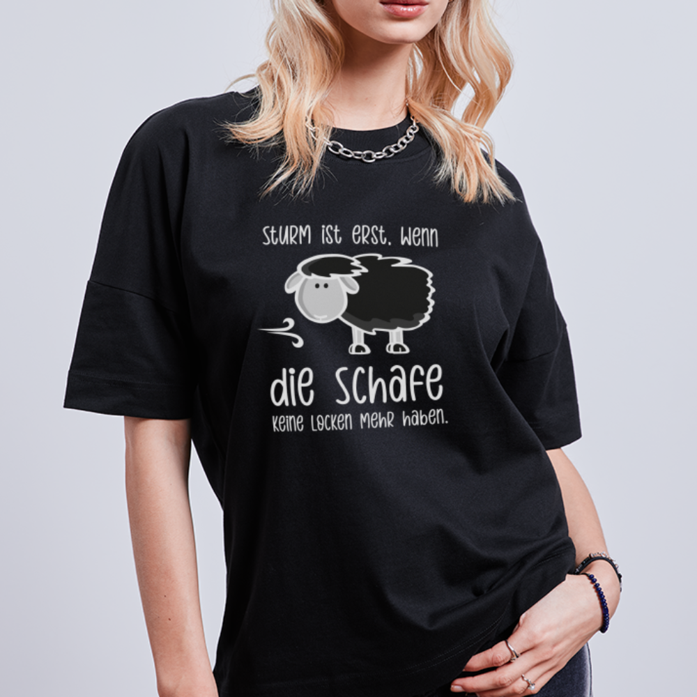 Unisex Oversize Bio-T-Shirt - Schaf (weiss) - Schwarz