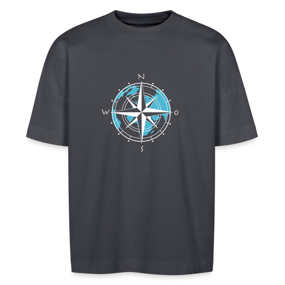 Unisex Oversize Bio-T-Shirt - Kompass (weiss) - Indigoblau
