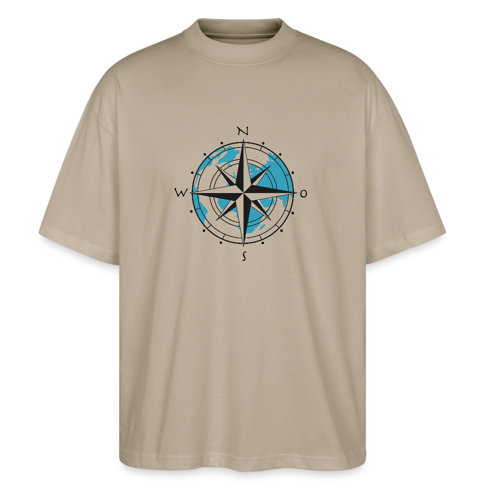 Unisex Oversize Bio-T-Shirt - Kompass - Steingrau