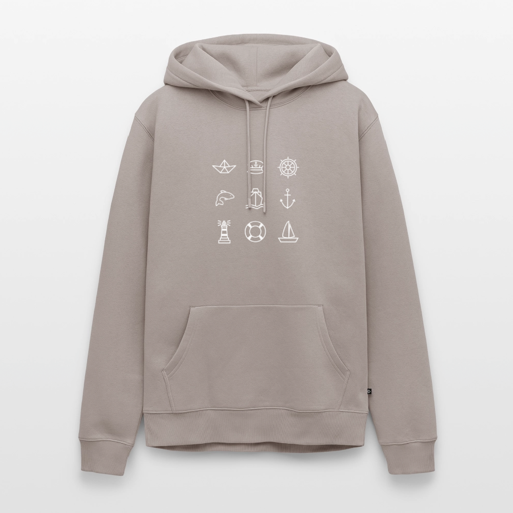 Herren Premium Hoodie - Nautik Doodles (weiss) - Taupe