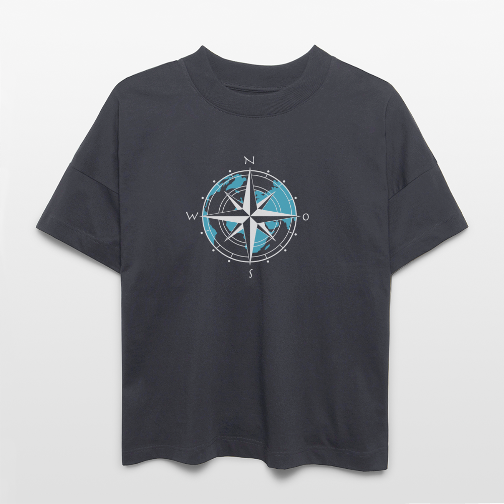 Unisex Oversize Bio-T-Shirt - Kompass (weiss) - Indigoblau