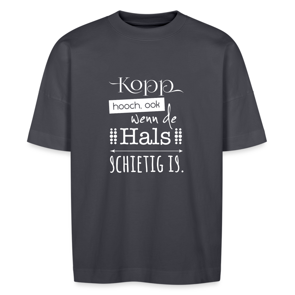 Unisex Oversize Bio-T-Shirt - Kopp hooch (weiss) - Indigoblau