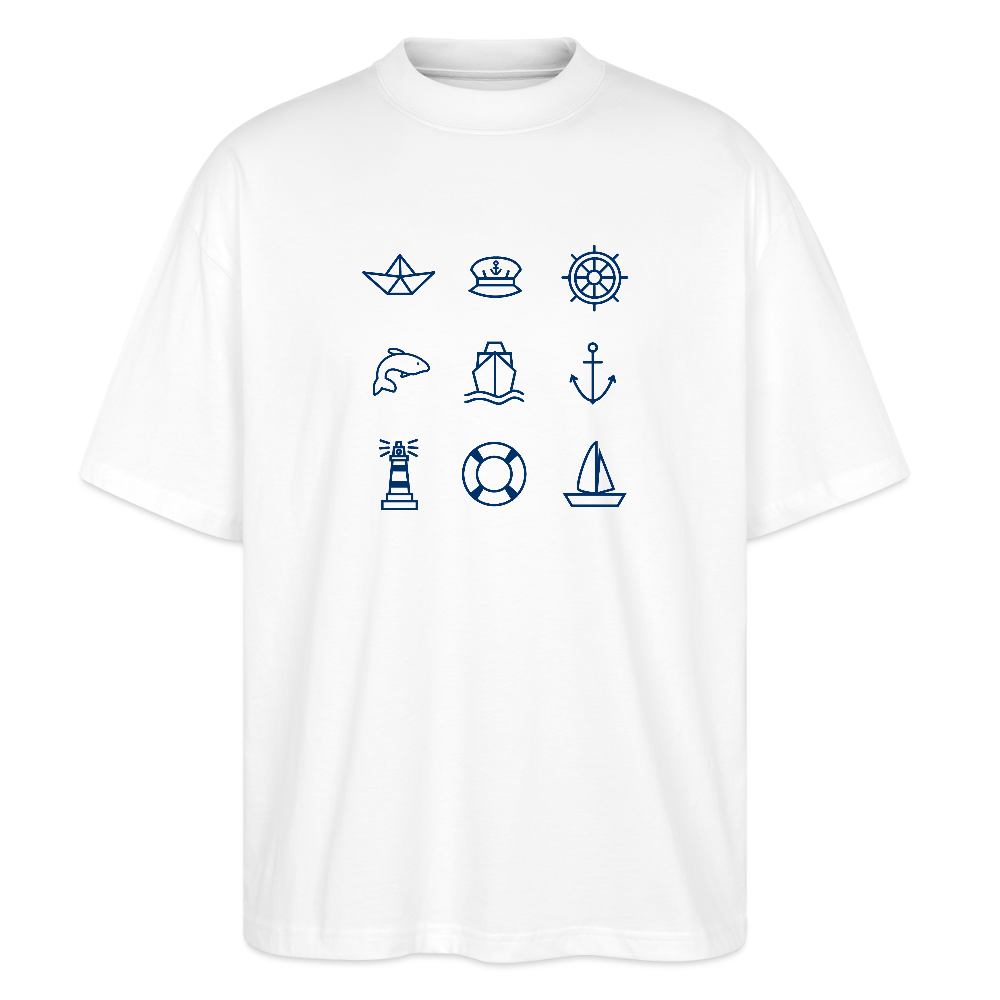 Unisex Oversize Bio-T-Shirt - Nautik Doodles - Weiß