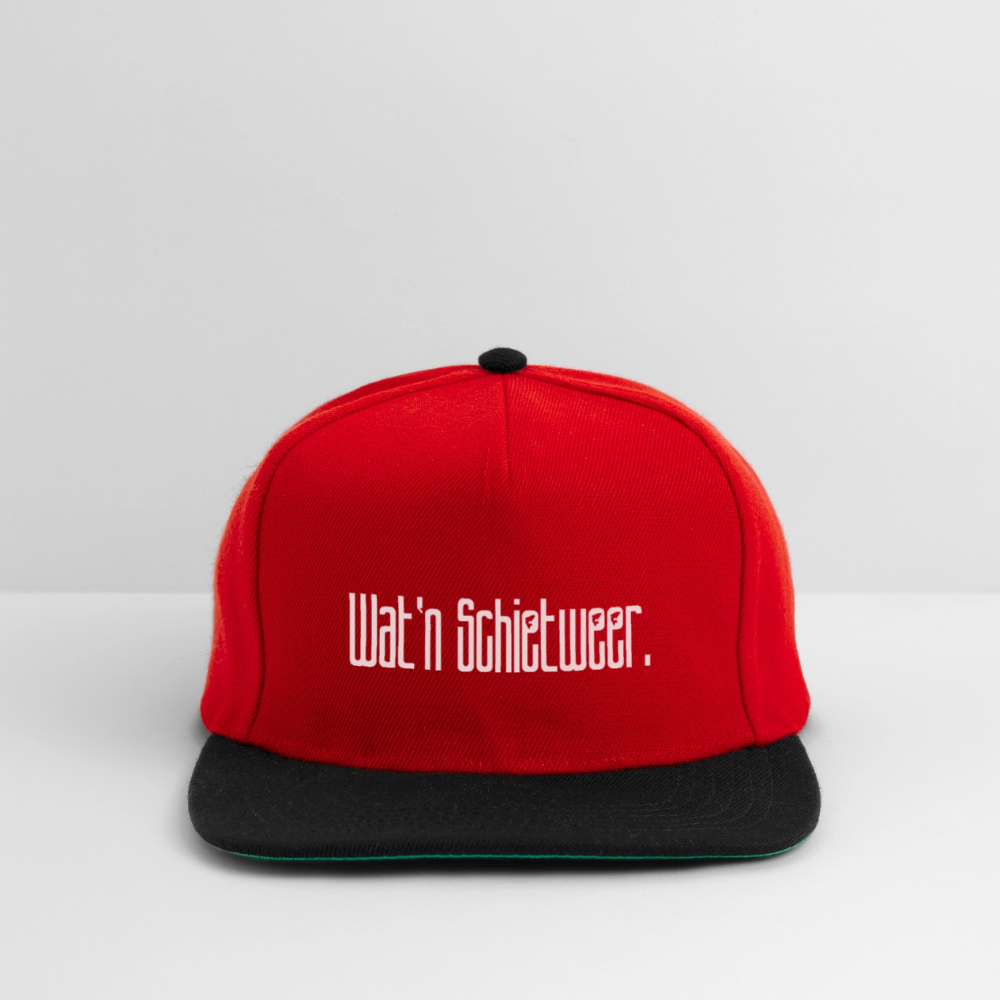 Snapback Cap - wat'n Schietweer (weiss) - Rot/Schwarz