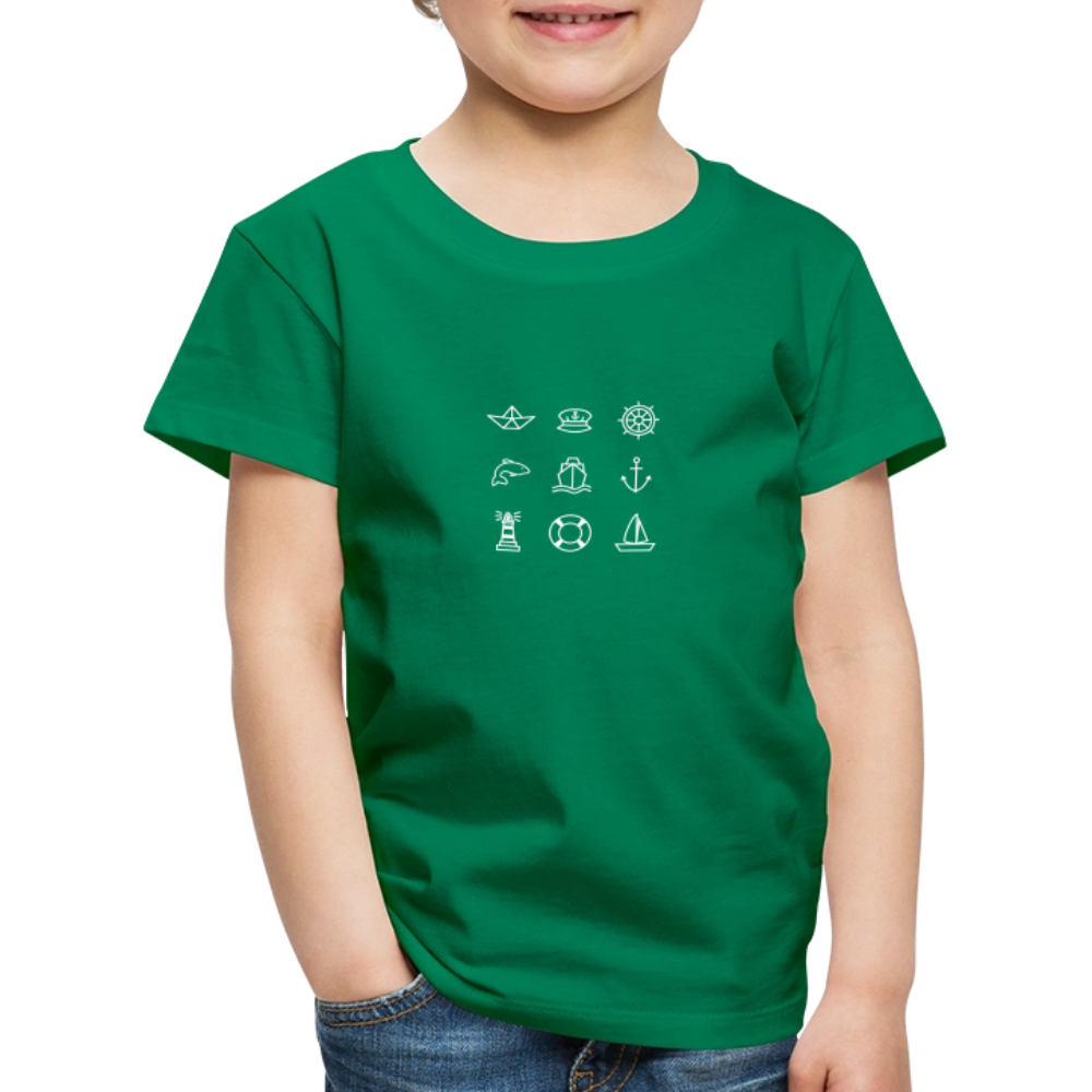 Kinder Premium T-Shirt - Nautik Doodles (weiss) - Kelly Green