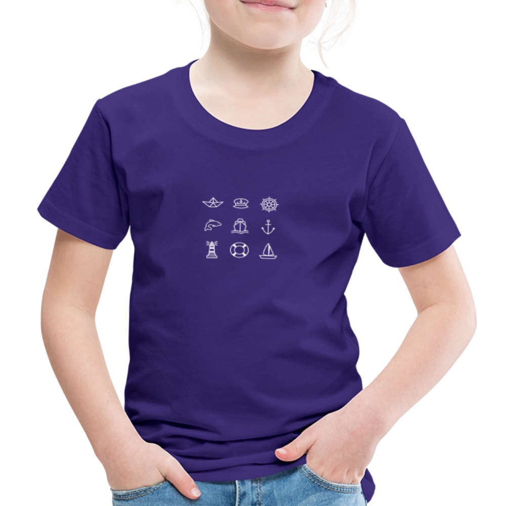 Kinder Premium T-Shirt - Nautik Doodles (weiss) - Lila