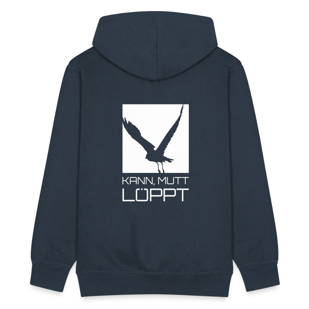Herren Premium Kapuzenjacke - kann, mutt, löppt - Navy