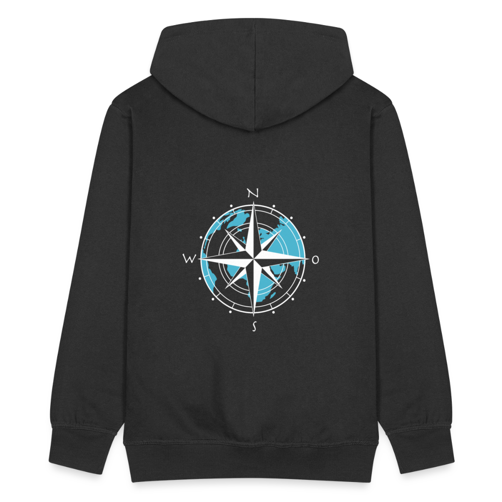 Herren Premium Kapuzenjacke - Kompass (weiss) - Schwarz