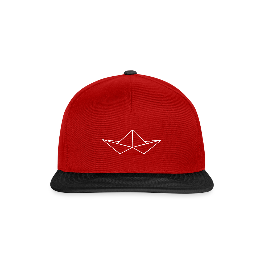 Snapback Cap - Origami Boot (weiss) - Rot/Schwarz