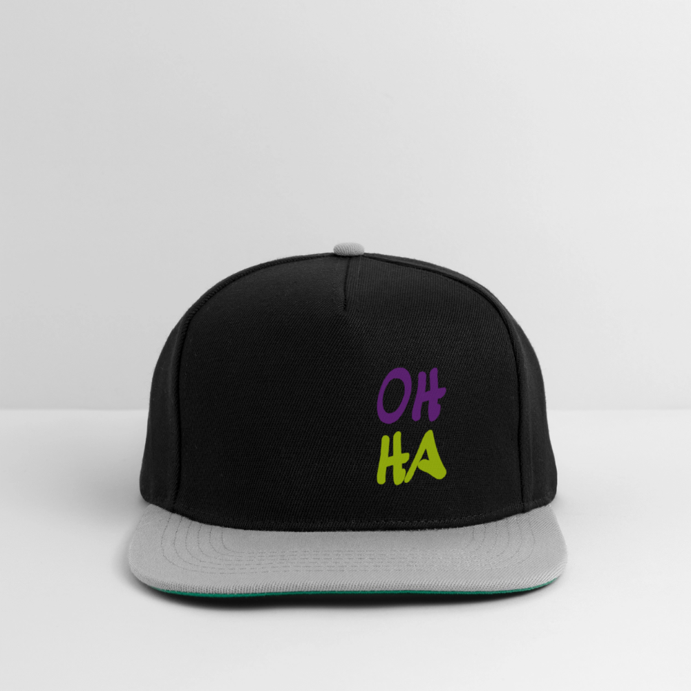 Snapback Cap - Oh ha - Schwarz/Grau