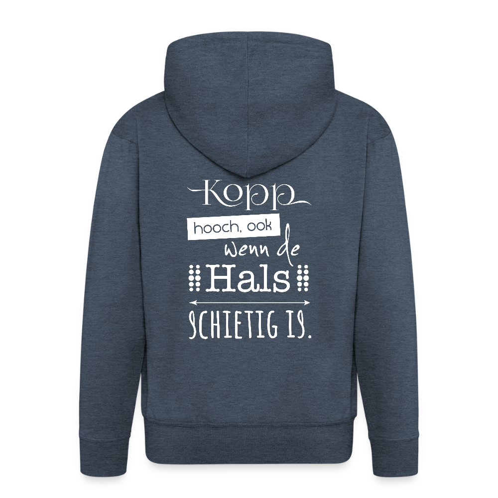 Herren Premium Kapuzenjacke - Kopp hooch (weiss) - Jeansblau