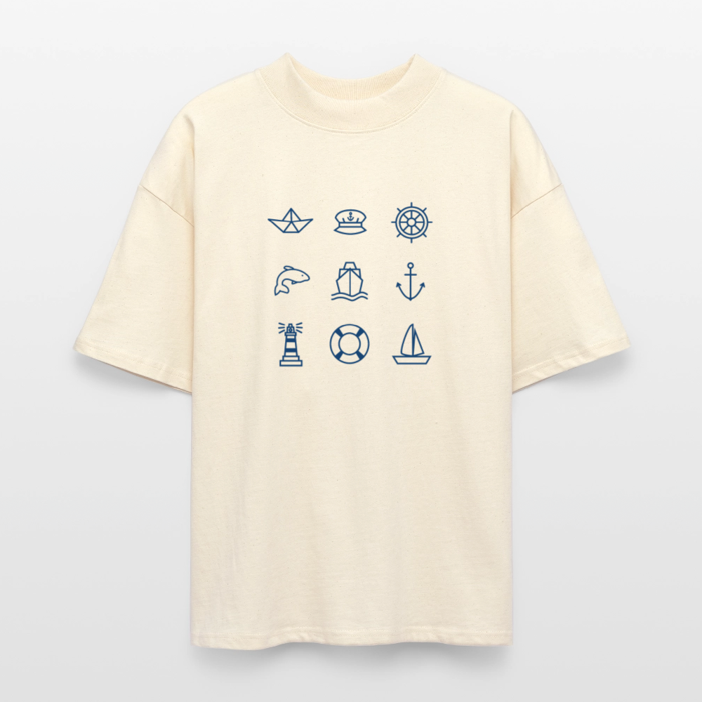 Unisex Oversize Bio-T-Shirt - Nautik Doodles - Weißgrau