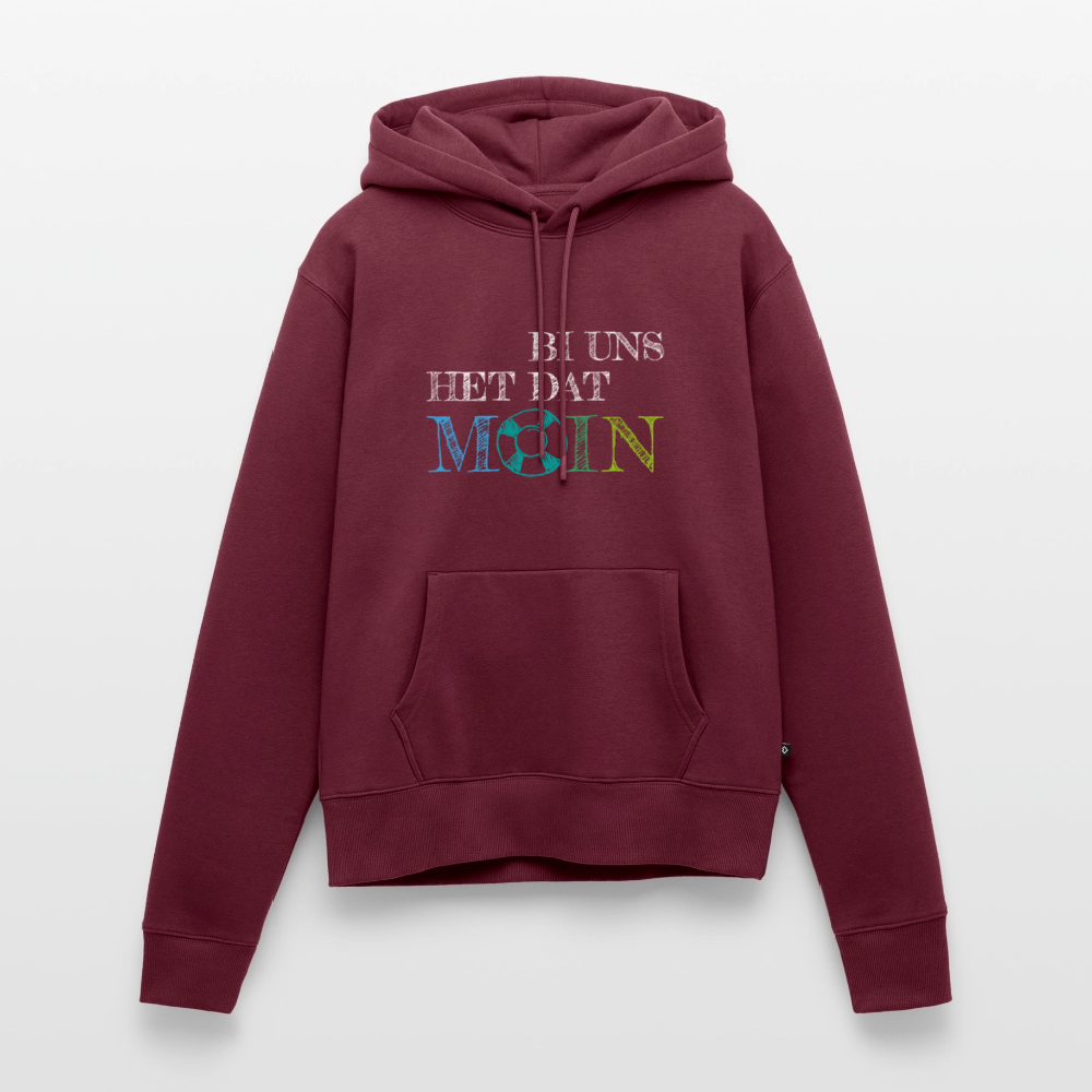 Damen Premium Hoodie - Bi uns het dat Moin (weiss) - Burgunderrot