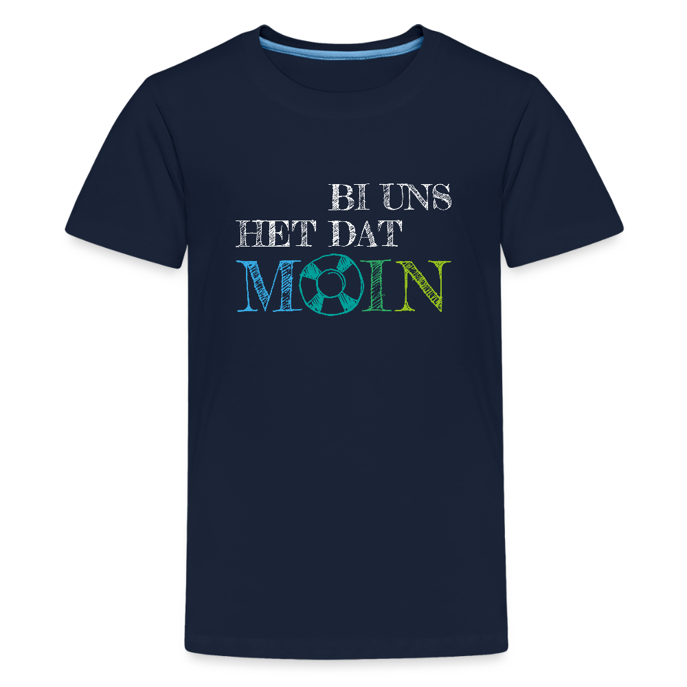 Teenager Premium T-Shirt - Bi uns het dat Moin (weiss) - Navy