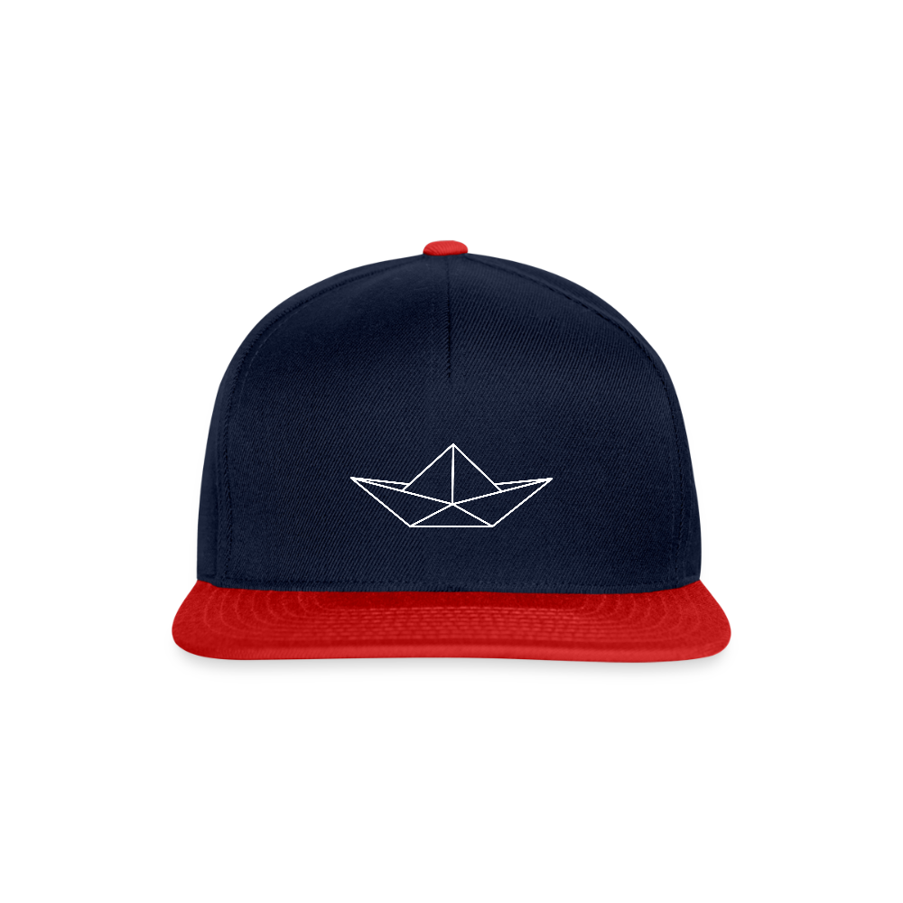 Snapback Cap - Origami Boot (weiss) - Navy/Rot