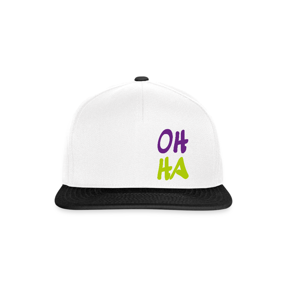 Snapback Cap - Oh ha - Weiß/Schwarz