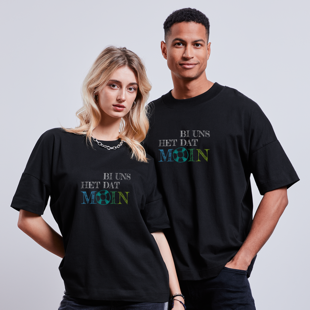 Unisex Oversize Bio-T-Shirt - Bi uns het dat Moin (weiss) - Schwarz