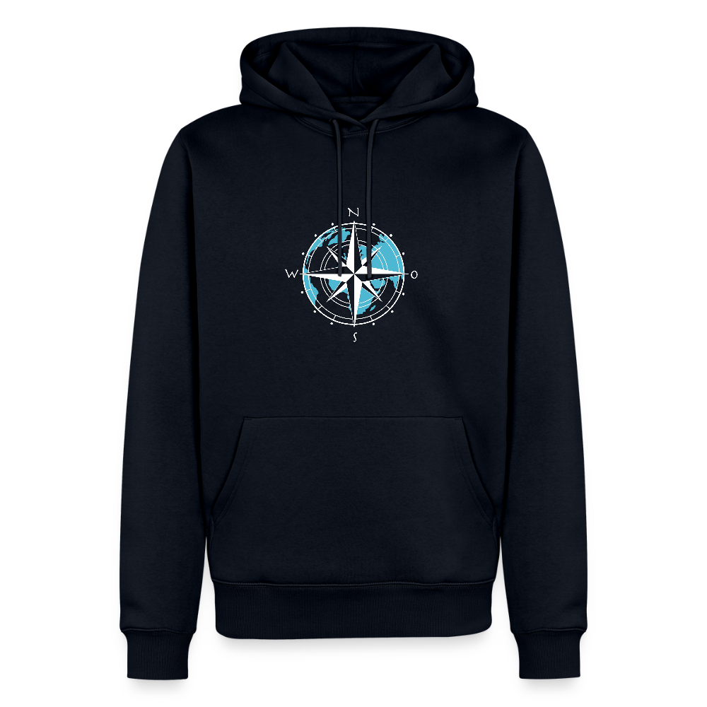 Herren Premium Hoodie - Kompass (weiss) - Navy