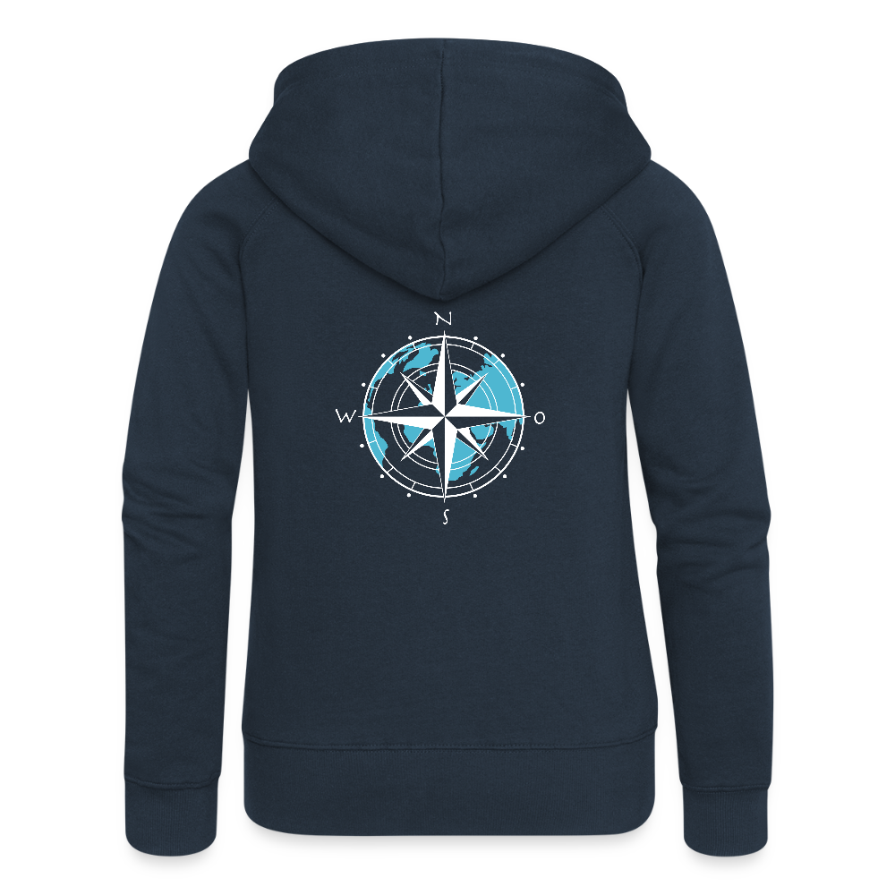 Frauen Premium Kapuzenjacke - Kompass (weiss) - Navy